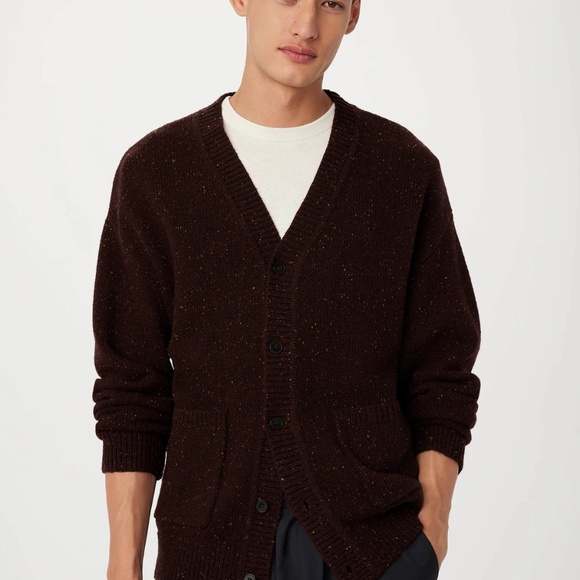 NEW Mens Frank And Oak Mens Donegal Cardigan In Red Wine - Picture 3 of 3